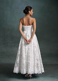 Azazie Brooklyn Wedding Dresses Diamond White Ball-Gown Strapless Lace Dress image4
