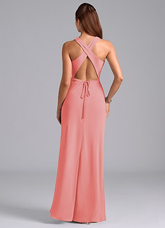 Azazie Evadne Bridesmaid Dresses Coral A-Line Pleated Chiffon Dress image7