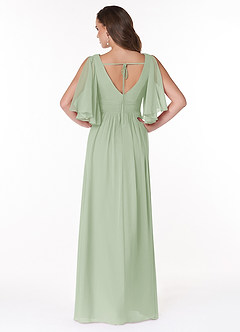 Azazie Temeka Bridesmaid Dresses Dusty Sage A-Line Ruched Chiffon Dress image2