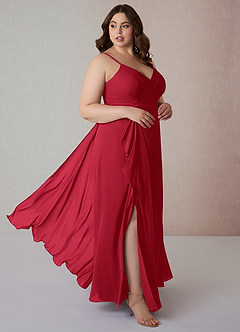 Azazie Emerald Final Sale Scarlet A-Line Ruffled Chiffon Dress image9