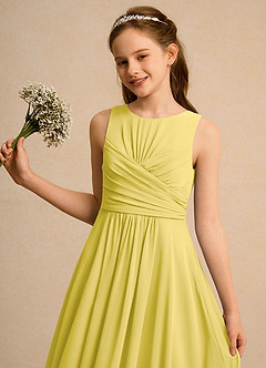 Azazie Ducky Girls Formal Flower Girl Dresses Canary A-Line Pleated Chiffon Dress image3