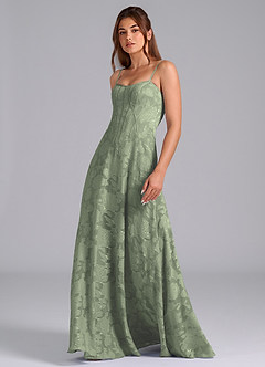 Azazie Stasy At-home Try On Dresses Agave A-Line Sweetheart Neckline Floral Burnout Dress image5