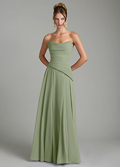 Azazie Gabriela Bridesmaid Dresses Pistachio A-Line Corset Chiffon Dress image7
