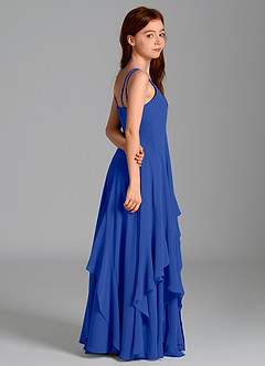 Azazie Karan Junior Abito A-Line in Chiffon Blu Reale image6