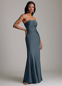 Azazie Saylor Brudtärnklänningar Klä av Sjöjungfru i Stretch Satin Axelbandslös Skymning image4