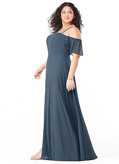 Azazie Sue Abiti da Damigella Abito Convertibile A-Line in Chiffon a Spalla Scoperta Blu Nettuno image9
