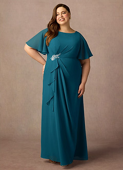 Azazie Rain Abiti per la Madre della Sposa Abito Tubino in Chiffon Perline Blu Inchiostro image6