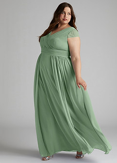 Azazie Organa Bridesmaid Dresses Matcha A-Line Pleated Chiffon Dress image9