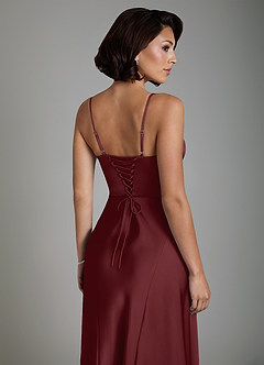 Azazie Tierra Brautjungfernkleider Eine Linie Korsett Stretch-Satin Kleid Cabernetrot image6