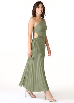 Azazie Kirra At-home Try On Dresses Wisteria A-Line One Shoulder Chiffon Dress image3