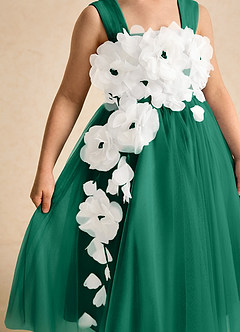 Azazie Dovey Robe Demoiselle D'honneur Fillette Robe Princesse en Tulle Arc émeraude image7