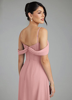 Azazie Cece Bridesmaid Dresses Dusty Rose A-Line Off the Shoulder Chiffon Dress image2