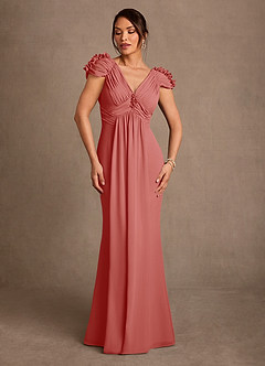 Azazie Louella Mother of the Bride Dresses Antique Rose A-Line Pleated Chiffon Dress image1