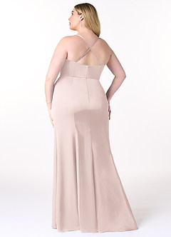 Azazie Marzia Brautjungfernkleider Etui Kutte Gefaltet Stretch-Satin Kleid Zartrosa image8