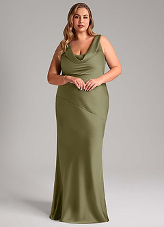 Azazie Rylina Bridesmaid Dresses Pistachio Mermaid Stretch Satin Dress image9