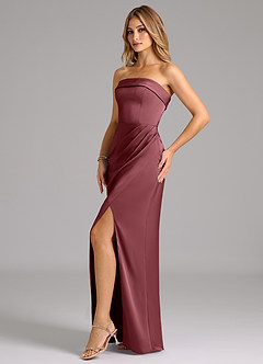 Azazie Aretha Bridesmaid Dresses Desert Rose A-Line Strapless Stretch Satin Convertible Dress image3