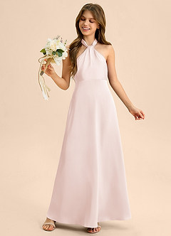 Azazie Beah Junior Klä av A-Line i Stretch Satin Plisserad image2