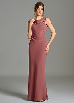 Azazie Kieryn Bridesmaid Dresses Amethyst Mermaid Pleated Chiffon Dress image4