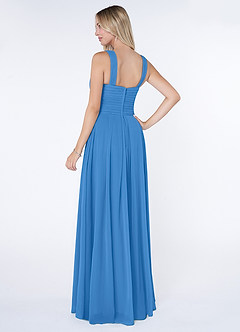Azazie Kaleigh Robes de demoiselle d'honneur Robe Trapèze en Mousseline de soie Plissée Geai Bleu image4