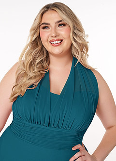 Azazie Fifi Bridesmaid Dresses Ink Blue A-Line Strapless Chiffon Convertible Dress image16