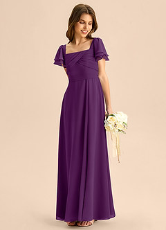 Azazie Azey Junior Grape A-Line Ruched Chiffon Dress image3