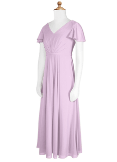 Azazie Peony Junior Robe Trapèze en Mousseline de soie Plissée Frostiges Flieder image8