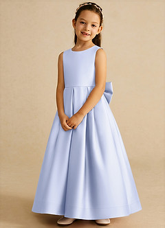 Azazie Cailee Robe Demoiselle D'honneur Fillette Robe Princesse en Mat Satiné Plissée Lavande image4