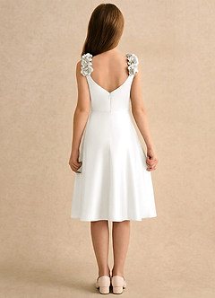 Azazie Resa Girls Formal Sukienki dla dziewczynek sypiących kwiaty Linia A Pofałdowany Matowy satynowy Długość do kolan Sukienka image2