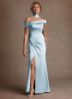 Azazie Kamala Suknie dla Matki Panny Młodej Osłona Jedno ramię Satyna elastyczna Długość podłogi Sukienka image1