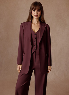 front Rowan Cabernet Refined Weave Performance blazer