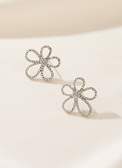 Boucles d'oreilles à tige en forme de fleur en strass