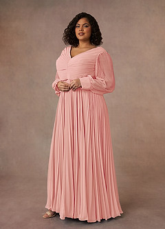 Azazie Zina Mother of the Bride Dresses Rosette A-Line Pleated Chiffon Dress image9