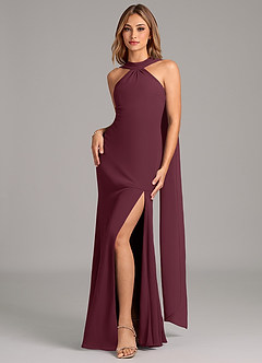 Azazie Kinsley Bridesmaid Dresses Cabernet Mermaid Pleated Chiffon Dress image4