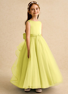 Azazie Lior Flower Girl Dresses Canary Ball-Gown Pleated Tulle Dress image3