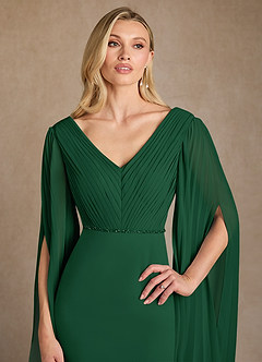 Azazie Ellsworth Mother of the Bride Dresses Dark Green Column Pleated Stretch Crepe Dress image5