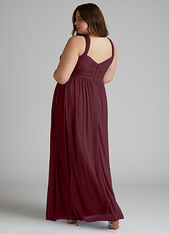 Azazie Hillian Abiti da Damigella Abito A-Line in Maglia con Scollo Halter a Pieghe Cabernet image12