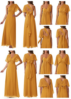 Azazie Fifi Vestidos de damas de honor Vestido de Caramelo de Gasa de Corte En A Convertible con Sin tirantes image10