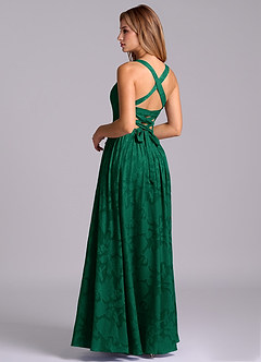 Azazie Francis Abiti da Damigella Abito A-Line in Burnout Floreale Corsetto Smeraldo image2