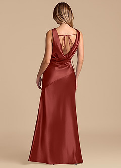 Azazie Rylina 신부 들러리 드레스 인어 메탈릭 새틴 바닥 길이 드레스 image6