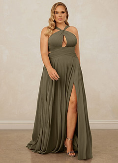 Christian Siriano Bridal for Azazie 1009 Bridesmaid Dresses Willow Green A-Line Pleated Chiffon Dress image9