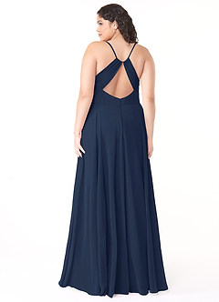 Azazie Avelina Bridesmaid Dresses Dark Navy A-Line V-Neck Pleated Chiffon Dress image7
