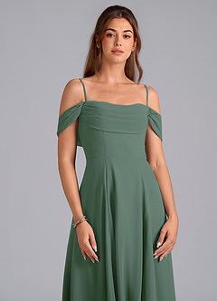 Azazie Almina Bridesmaid Dresses Eucalyptus A-Line Off the Shoulder Chiffon Convertible Dress image5