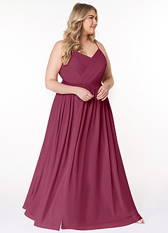 Azazie Cora Bridesmaid Dresses Mulberry A-Line Pleated Chiffon Dress image9