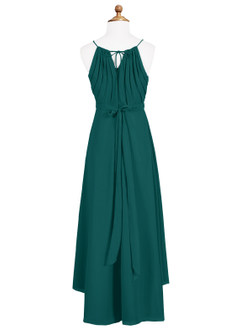 Azazie Oaklynn Junior Robe Trapèze en Mousseline de soie Plissée Paon image7
