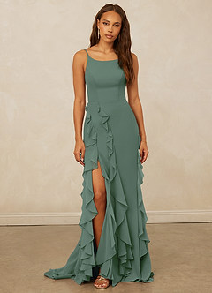 Christian Siriano Bridal for Azazie 1006 Bridesmaid Dresses Eucalyptus Mermaid Ruched Chiffon Dress image3