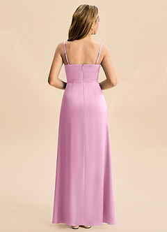Azazie Abby Junior Robe Fourreau en Satin extensible Plissé Rose Bonbon image2