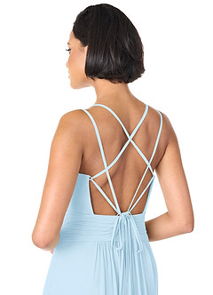 Azazie Farren Robes de demoiselle d'honneur Robe Trapèze Convertible en Mousseline de soie Plissée Bleu Ciel image7