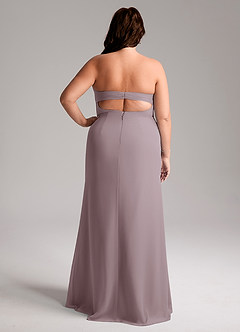 Azazie Leonis Vestidos de damas de honor Vestido de Atardecer de Gasa de Corte Recto Convertible con Sin tirantes image10
