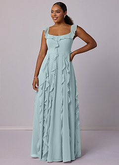 Barbie ♥ Azazie Bridesmaid Dresses Mist A-Line with Pockets Chiffon Dress image9