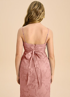 Azazie Mai Junior Rosette Sheath Pleated Floral Burnout Dress image7